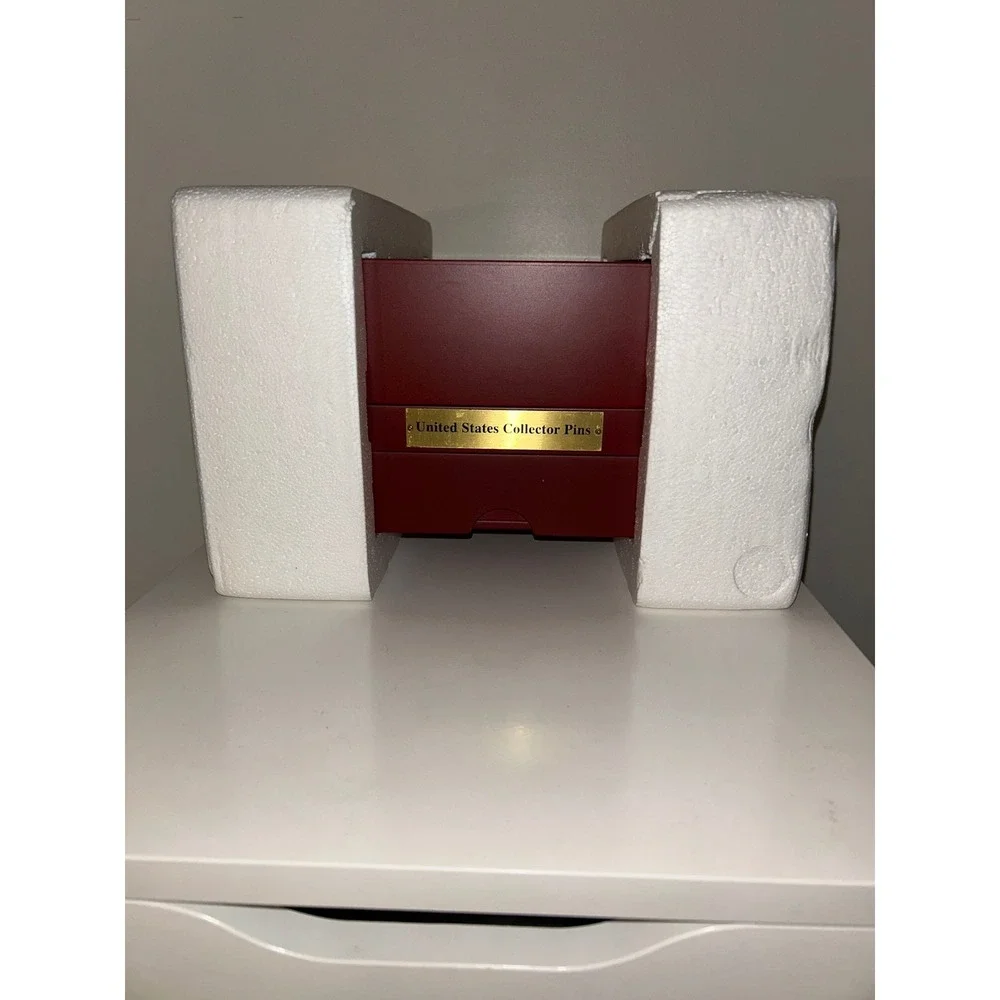 United States Collector Pins Wood Display Case Mahogany Velvet Lining Drawer